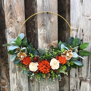 Fall wreath, Fall wreath for front door, Everyday wreath, Hoop wreath, Modern wreath