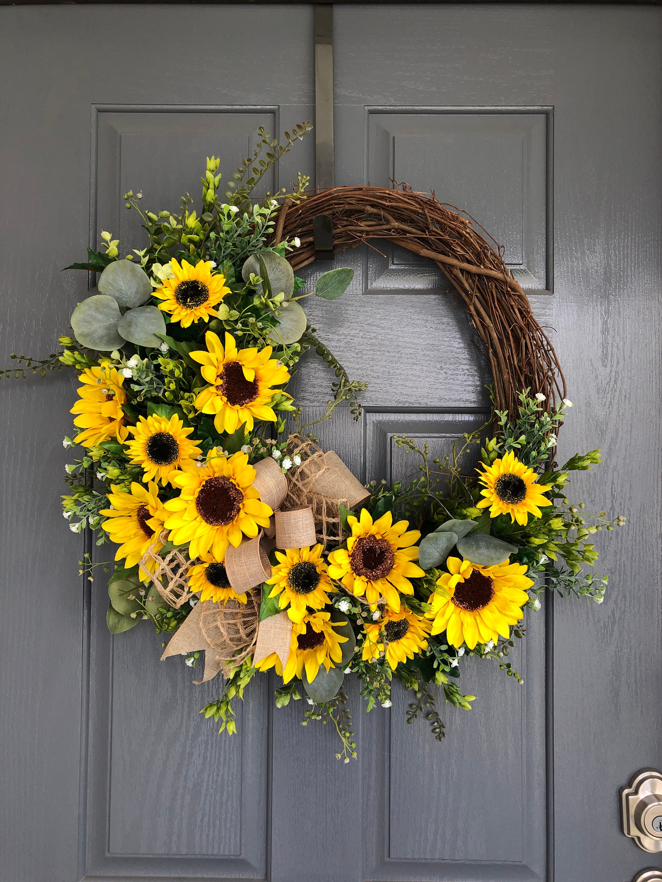 Sunflower wreaths for front door Summer wreath Fall wreath Etsy