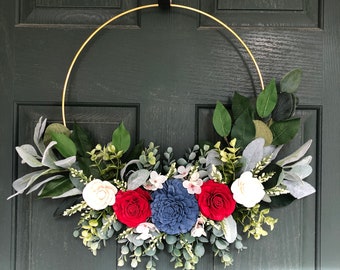 Summer wreath, Patriotic wreath, 4th of July wreath, Summer wreaths for front door, Front door wreath