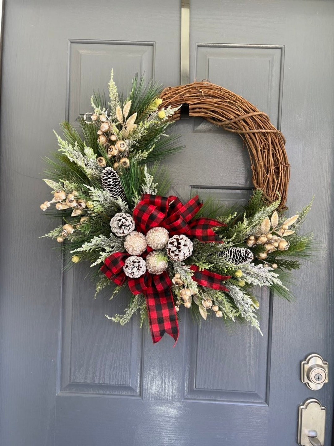 Cream and Gold Christmas Wreath, Winter Wreath, Holiday Wreath - Etsy