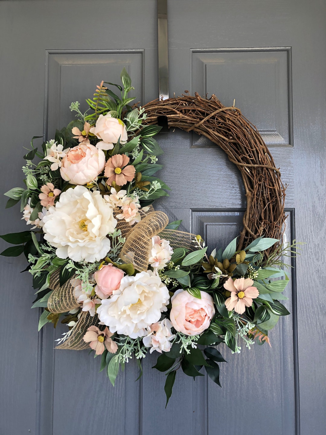 Cream Peony Spring Wreath Everyday Wreath