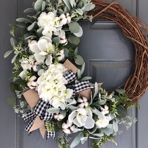 Wreath for Front Door ,lambs Ear Wreath, Year Round Wreath, Farmhouse ...