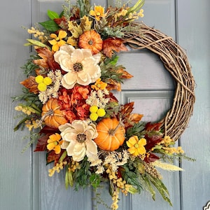 Fall wreaths for front door, Autumn wreath, Magnolia wreath