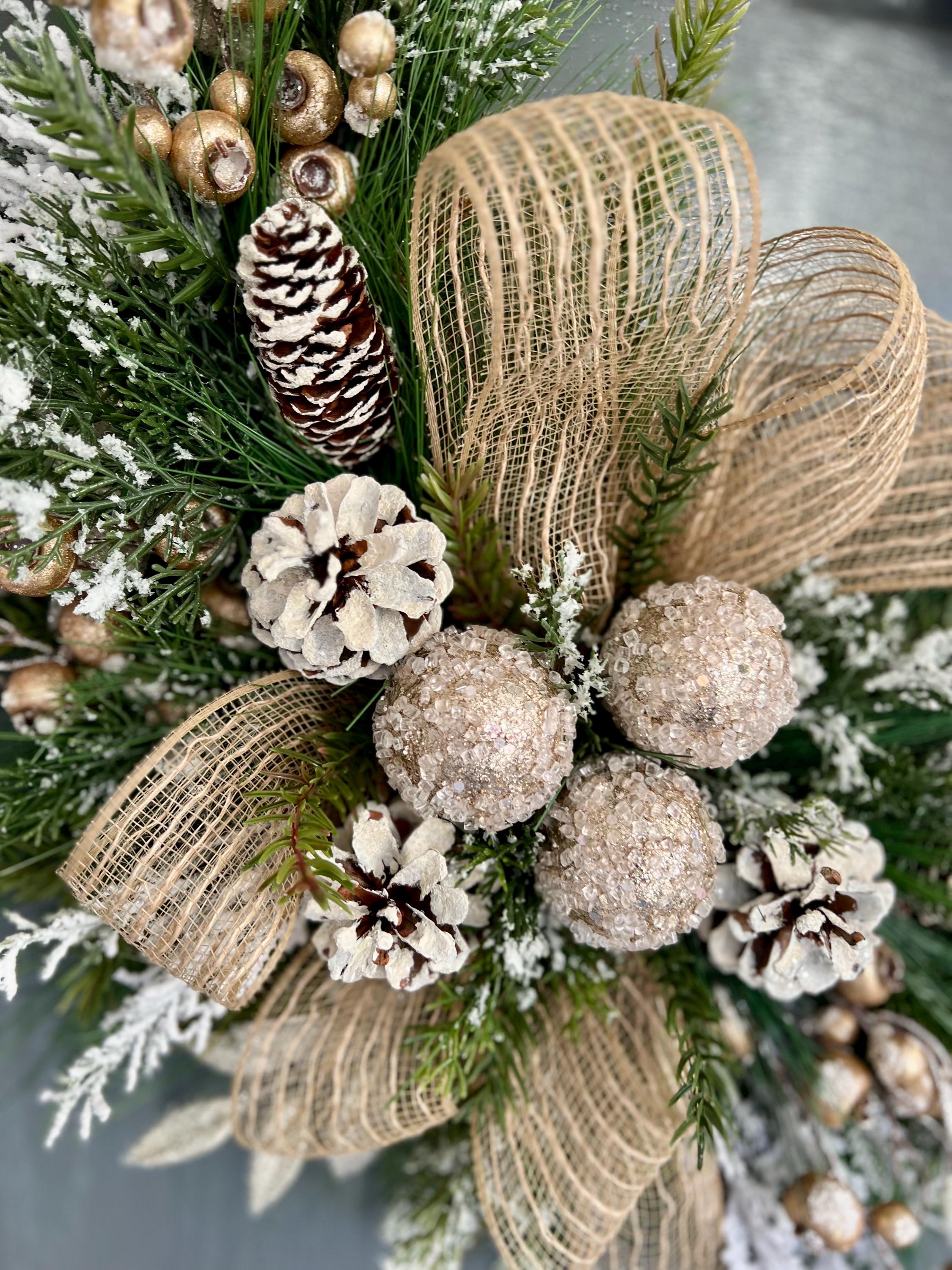Cream & Gold Christmas Wreath: Holiday Front Door Decor - Etsy