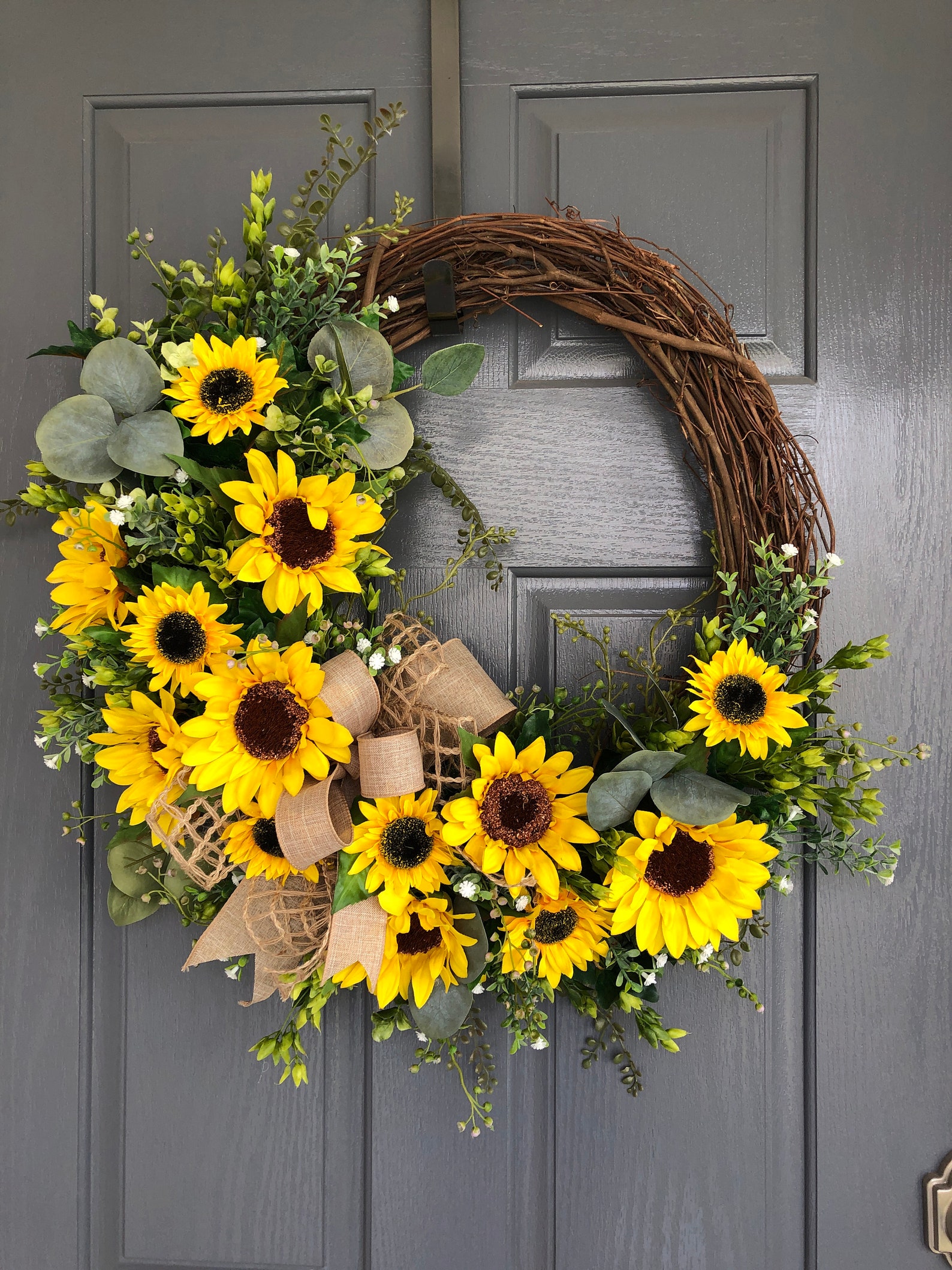 Sunflower Wreaths for Front Door Summer Wreath Fall Wreath Etsy