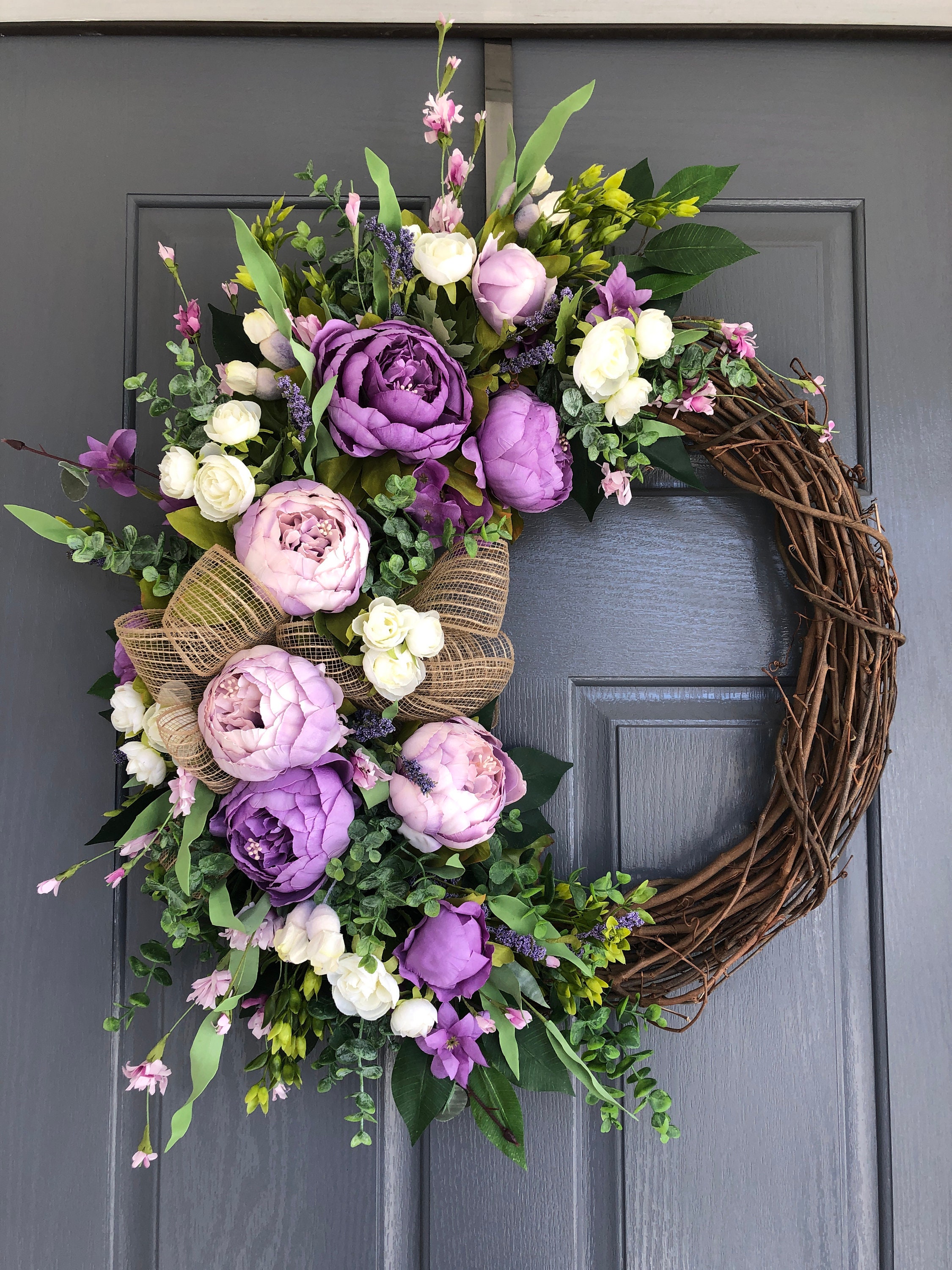 Spring Wreath, Spring Lavender Wreath, Purple Wreath, Mother's Day Wreath,  Houswarming Gift, Wreath for Spring and Summer, Front Wreath 2023