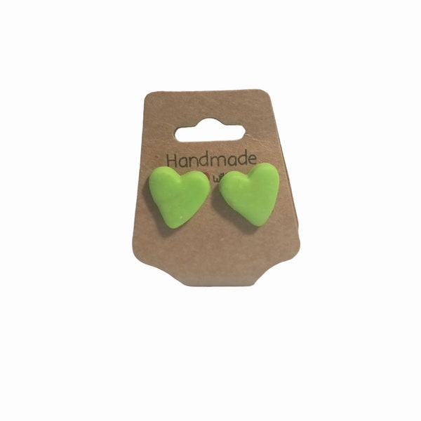 Green Heart Stud Earrings