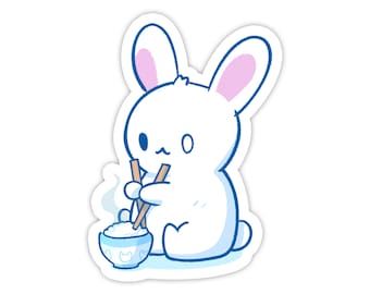 Rice Bunny Vinyl Sticker (3")