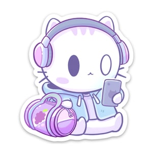 Drink Cat - Druif Duffle Vinyl Sticker (3")