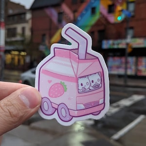 Strawberry Milk Car Vinyl Sticker (3")