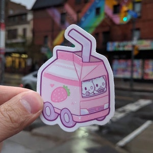 Strawberry Milk Car Vinyl Sticker (3&quot;)