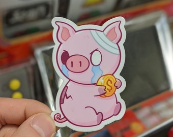 Broke Piggy Vinyl Sticker (3")