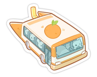 Orange Juice Bus Vinyl Aufkleber (7,5 cm)