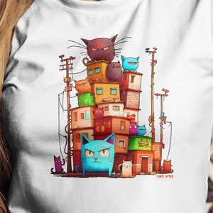 Cat City Women&#39;s Tee, Cat T-shirt, Kitty t-shirt, Cat Lovers Tee, Feline T-shirt, KittyCat T-shirt, Cat Town, Meow T-shirt