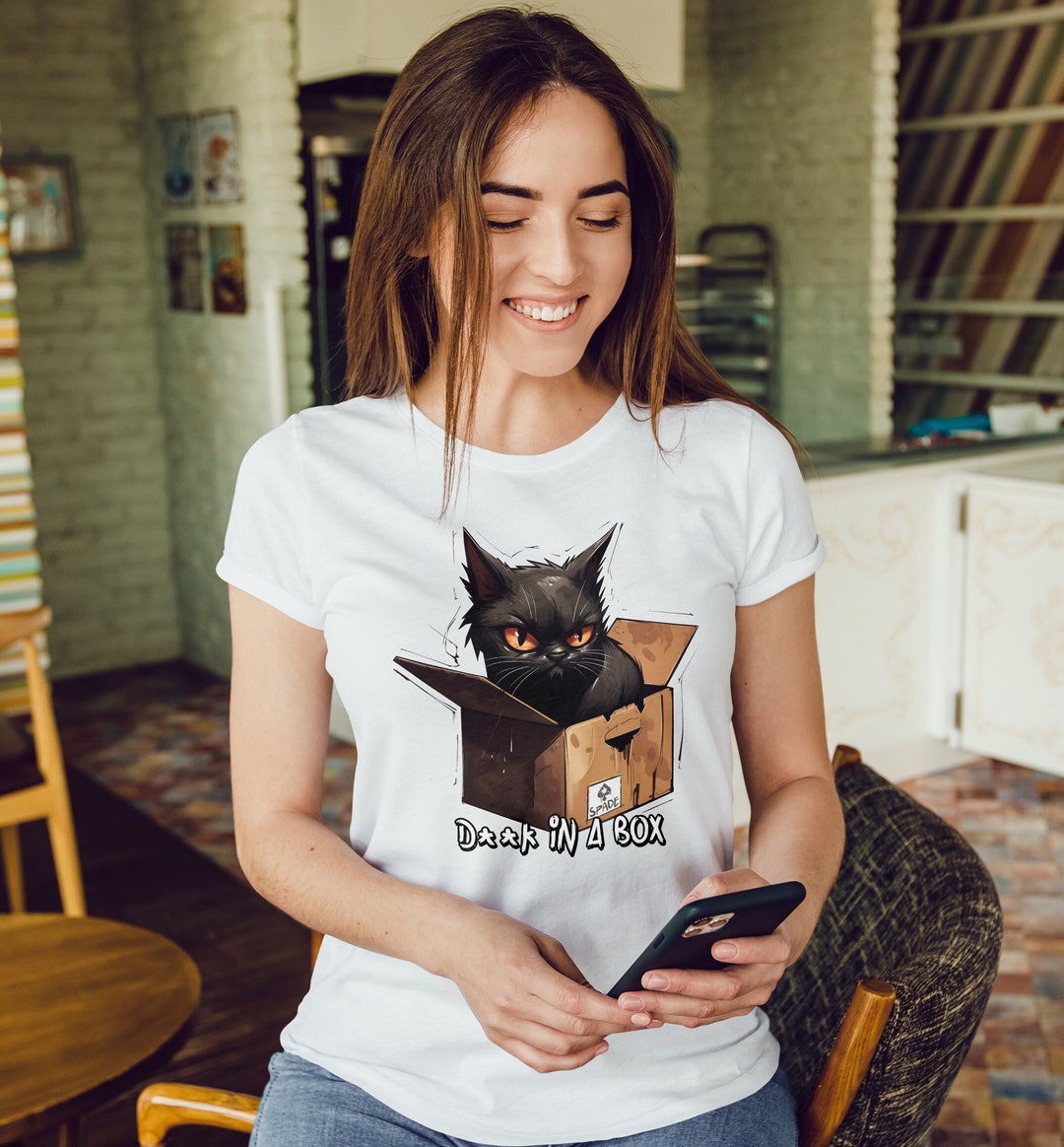 D**K in a Box T-shirt, Cat in a Box Shirt, Black-cat Shirt, Grumpy