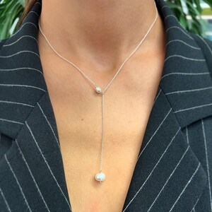Adjustable Sterling Silver Chain with Natural Pearls, Gift for her, Mother Day Gift, Best friend Gift , Birthday Gift