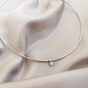 Sterling Silver Choker with 3mm Swarovski Crystal Gift for her, Mother Day Gift, Best friend Gift , Birthday Gift