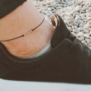 Adjustable Cord Anklet with Sterling Silver Beads Gift for her, Mother Day Gift, Best friend Gift , Birthday Gift