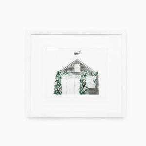 Nantucket Home 2 Watercolor Painting Print, Home Decor Artwork, New England Art Active