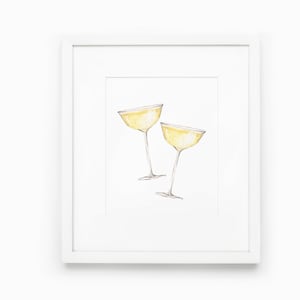 乾杯アートプリント、シャンパングラスプリント、シャンパンアート、バーサイン、水彩カクテルアートワーク、水彩シャンパングラス絵画
