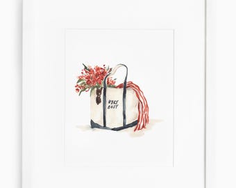 kunstprint boot en draagtas, geschilderde draagtas, zomerkunstprint, strandkunst