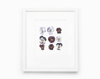 Pansies Watercolor Print, Purple Flower Painting, Floral Home Decor, Wall Art