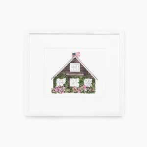 Nantucket Home Watercolor Painting Print, Home Decor Artwork, New England Art