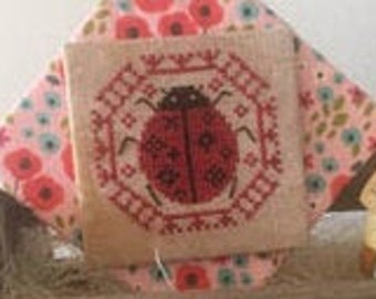 Quirky Quaker #9: Ladybug *PATTERN ONLY* | Darling & Whimsy Designs | Cross Stitch Pattern | Modern Quaker Style Cross-Stitch Sampler