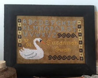 Susannah Swan Sampler *PATTERN ONLY* | Darling & Whimsy Designs | Cross Stitch Pattern | Reproduction Style Cross-Stitch Sampler Chart