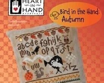 Bird in the Hand: Autumn *PATTERN ONLY* | Heart In Hand | Cross Stitch Pattern & Embellishment | Autumn Sampler Design | Small Fall Sampler