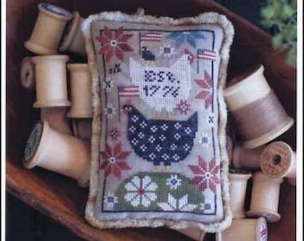 Hen Peck | Plum Street Samplers | Animal Stacks | Animal Trio | Primitive Cross Stitch PATTERN | Animals, Chicken, Hen, Farm Animals