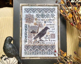 Nevermore *PATTERNS ONLY* | Lila's Studio | Cross Stitch Pattern |  Edgar Allen Poe Bird CrossStitch Charts | Halloween Spooky Crow Raven