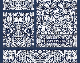 When the Stars Reply **PATTERN ONLY** | Long Dog Samplers | Needle Art Cross Stitch Pattern | Large Monochromatic CrossStitch Sampler BAP
