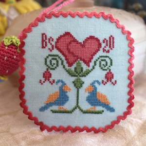 Love Birds - PATTERN ONLY | Bendy Stitchy Designs | Primsical Cross Stitch Pattern | Birds & Heart Valentine Sampler Cross-Stitch Design