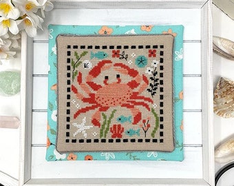 Crab Dance | Tiny Modernist | Summer Release | Ocean Sea Seaside Beach Design | Small Cross Stitch Pattern | Little Quick Stitch Chart