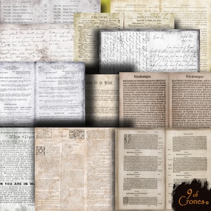 Old Writing and Print Papers. 24 full size sheets for journals, collages, scrapbooking etc . Instant Download.