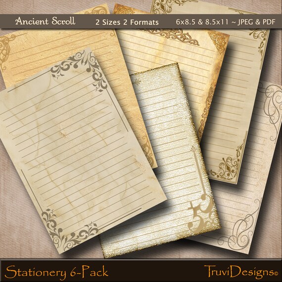 ancient scroll lined stationery