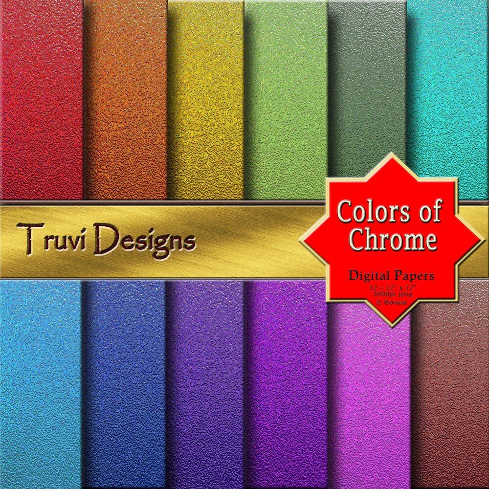 Colors of Chrome Digital Papers Instant Download Paper | Etsy