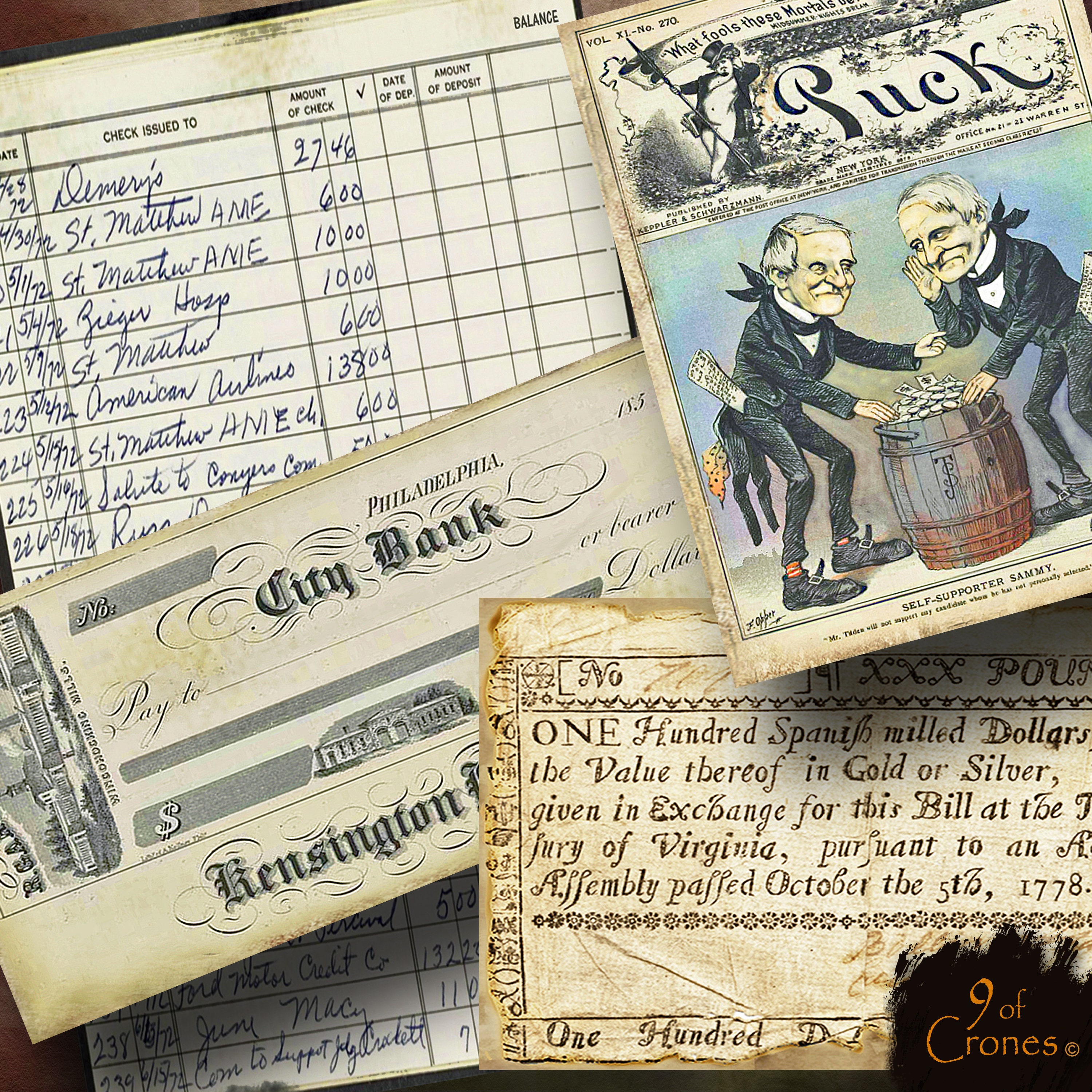 Vintage Finance Ephemera. 18 designs from vintage artwork for Etsy