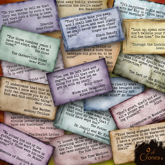 Digital - 18 Book Quotes from the 1800s for journals, scrapbooking, mix media, collages.