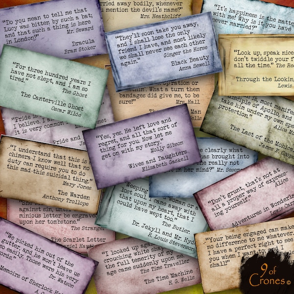Digital - 18 Book Quotes from the 1800s for journals, scrapbooking, mix media, collages.