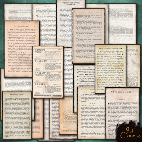 Printable Vintage Book Pages for journals scrapbooking, ephemera, cards, etc. Digital - Instant Download.