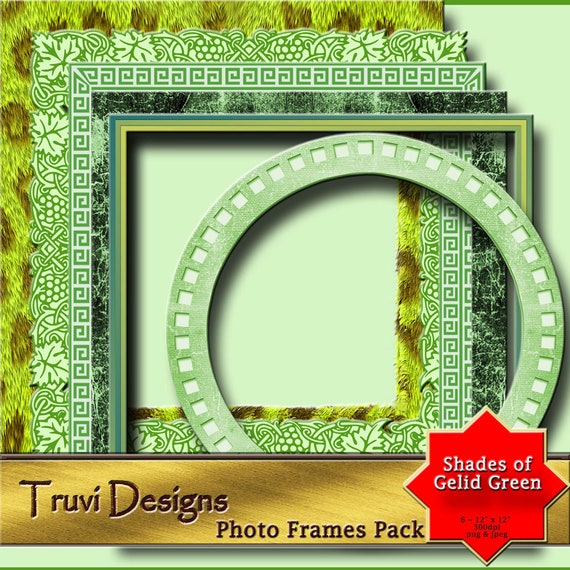 Shades Of Gelid Green Frames Instant Download Scrapbook Etsy