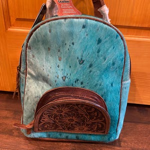 American Darling Azure Hide Artisanal Acid Wash Backpack American Darling Hide Leather Backpack main image 2