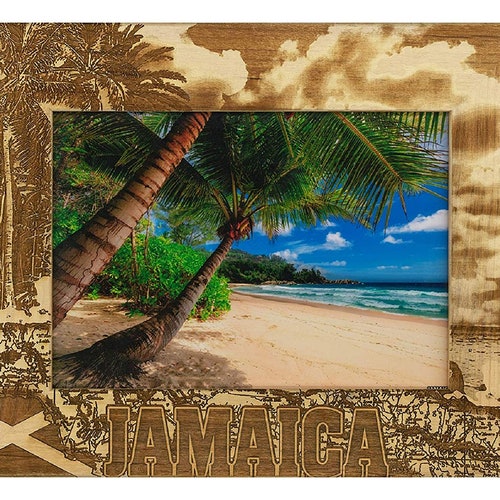 Jamaica Laser Engraved Wood Picture Frame Etsy