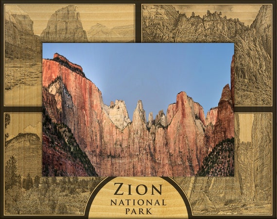 5 x 7 Zion National Park Trail Names Laser Engraved Wood Picture Frame