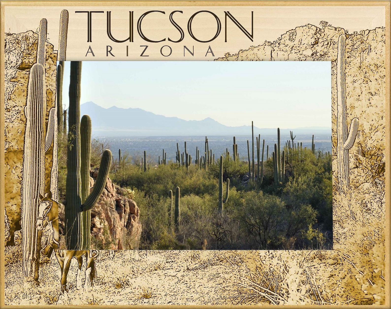 Tucson Arizona Laser Engraved Wood Picture Frame Etsy