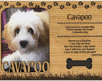 Cavapoo Engraved Wood Picture Frame Magnet