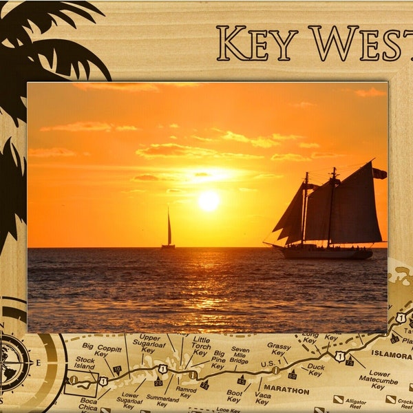 Wood Key West Map Etsy