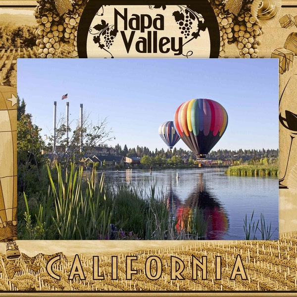 Napa Valley California Laser Engraved Wood Picture Frame